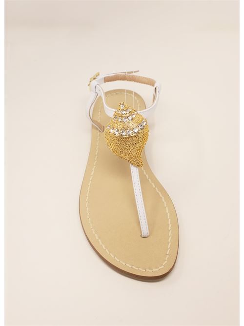 elegant sandals with jeweled shell Da Costanzo | SANDALICONCHIGLIAGIOIELLOORO